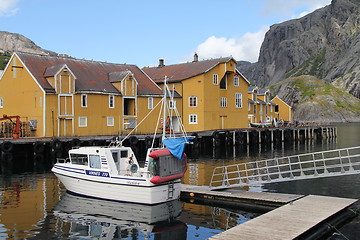 Image showing Nusfjord Lofoten Moskenes Norway summer