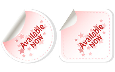 Image showing stickers available now Button set card Vector