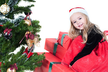 Image showing Baby girl dressed up for Christams