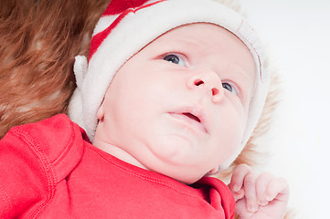 Image showing Newborn baby in chritstmas hat