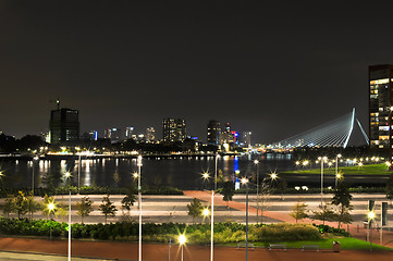 Image showing Rotterdam night view to Maas river