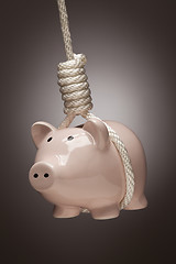 Image showing Piggy Bank Hanging in Hangman's Noose