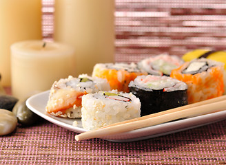 Image showing various of sushi