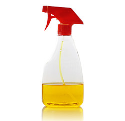 Image showing spray bottle with yellow liquid 