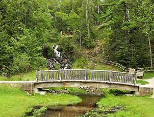 Image showing wooden bridge in the park 