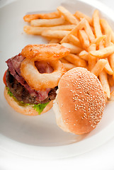 Image showing classic hamburger sandwich and fries