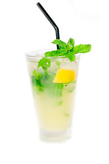 Image showing mojito caipirina cocktail with fresh mint leaves