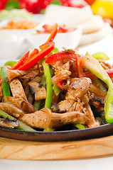 Image showing original fajita sizzling hot  on iron plate