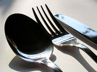 Image showing Spoon, fork, knife