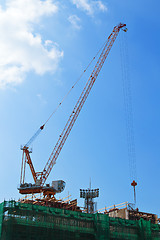 Image showing Crane and building construction site