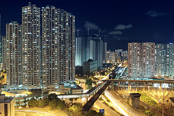 Image showing Hong Kong downtown at night 