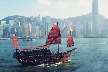 Image showing Junk boat in Hong Kong 