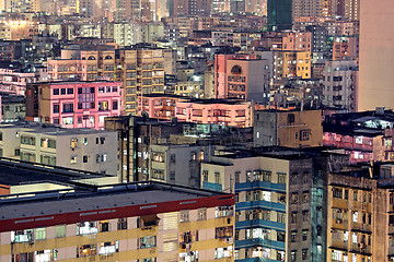 Image showing urban city at sunset with all lights lit up 