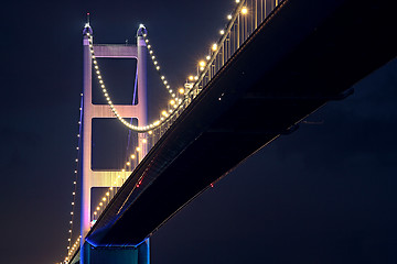 Image showing Tsing Ma Bridge in Hong Kong at night 