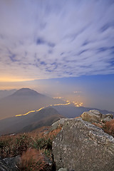 Image showing autumn landscape in the mountains. Sunset 