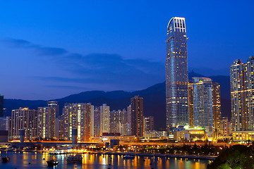 Image showing Twilight blue hour at hongkong downtown. 