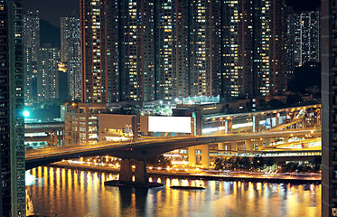 Image showing Night shot of a city skyline.