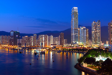 Image showing Twilight blue hour at hongkong downtown. 