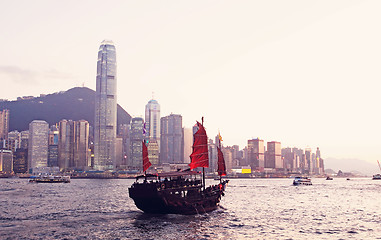 Image showing Junk boat in Hong Kong 