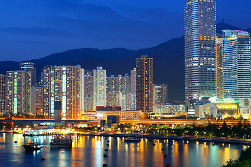 Image showing Twilight blue hour at hongkong downtown. 