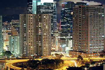 Image showing Hong Kong downtown at night 