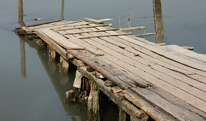 Image showing broken wood bridge