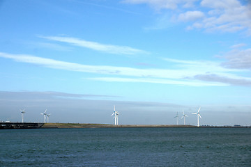 Image showing Dam, sea and wind green energy in Zeeland