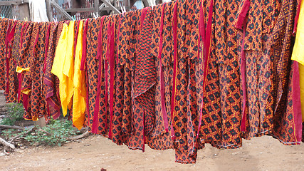 Image showing Fabrics with traditional Khmer patterns in Cambodia