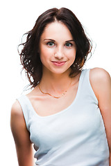 Image showing Cute young woman on white