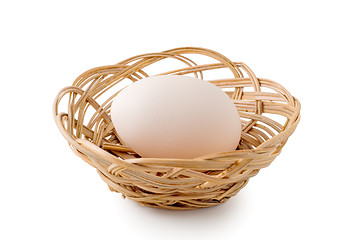 Image showing Egg lay in a woven basket