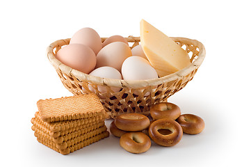 Image showing Eggs, cheese, pastry