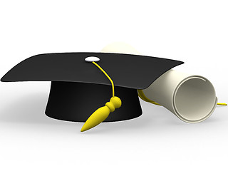 Image showing graduation cap diploma isolated on a white background 