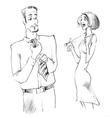 Image showing man and woman body language