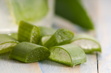 Image showing aloe vera juice with fresh leaves