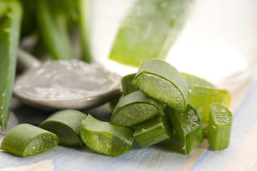 Image showing aloe vera juice with fresh leaves