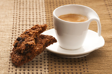 Image showing Cookies with hot coffee