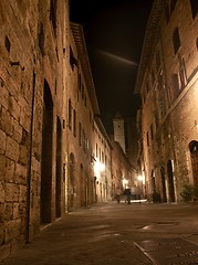 Image showing night view of san gimignano tuscany italy 
