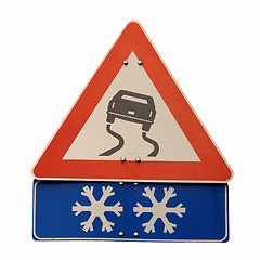 Image showing Slippery road sign