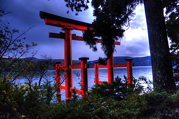 Image showing night torii in water