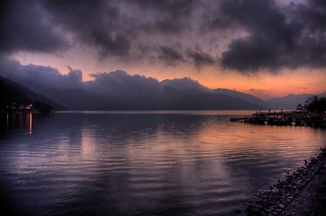 Image showing sunset on ashi lake