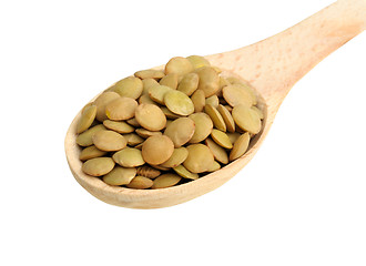 Image showing lentils in wooden spoon