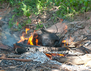 Image showing Kettle on an open fire