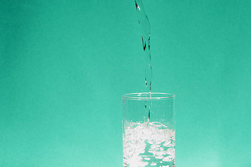 Image showing glass of water on a green background