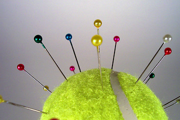 Image showing colorful needles on a ball