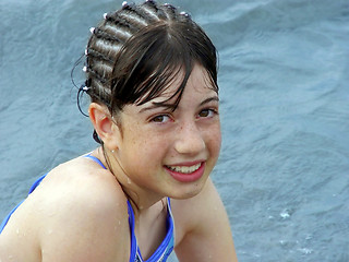 Image showing Girl with freckles at the beach