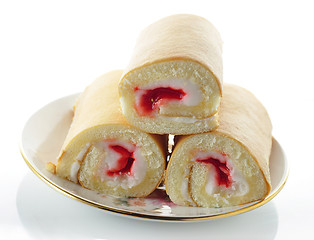 Image showing Cream and Strawberry rolls 