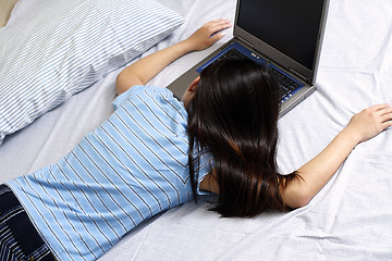 Image showing Girl and laptop