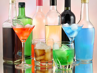 Image showing variety of alcoholic drinks 