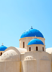 Image showing Church domes in Perissa, Santorini, Greece