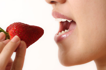 Image showing Woman and strawberry